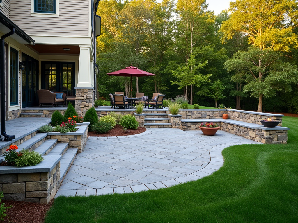 Stone paver patio installation by Bubbas Landscapes in Apex NC