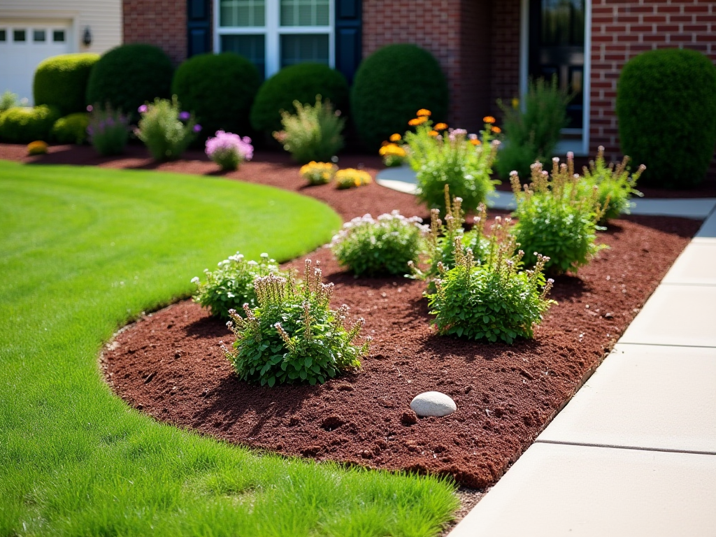 Fresh mulch installation and clean edging by Bubbas Landscapes